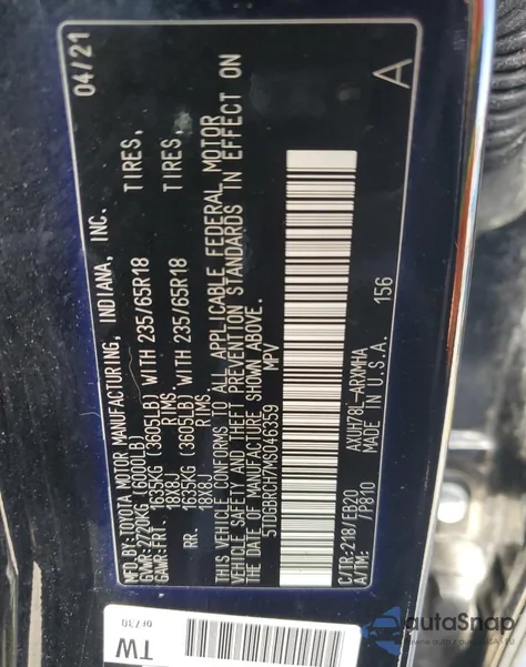 2021 Toyota Highlander Hybrid Xle from USA, damaged, VIN 5TDGBRCH7MS046359